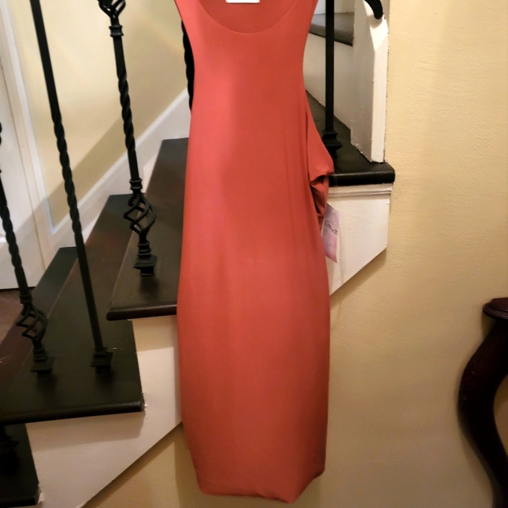 Rust colored midi length tank dress. NWT. Size Large